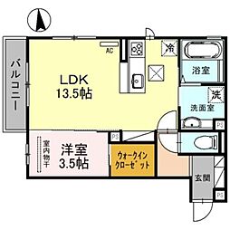 Ｌａ ｍａｉｓｏｎ Ｃｈｉｃｏ Ｒｉｃｈ 2階1LDKの間取り