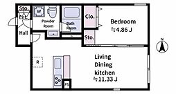 aLATO Oyama 3階1LDKの間取り