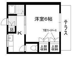 サニーハイツ榎本 1階1Kの間取り