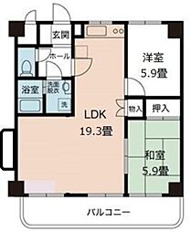 パークハイツ 8階2LDKの間取り