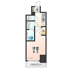 阪神本線 出屋敷駅 徒歩10分の賃貸マンション 7階1Kの間取り