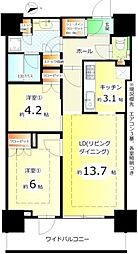 パークシティ中野ザタワーエアーズ 2LDKの間取図画像