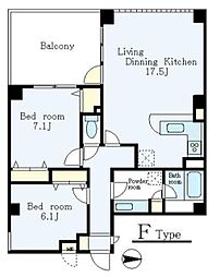 モンパルテ 2階2LDKの間取り