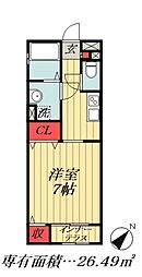 都営新宿線 篠崎駅 徒歩8分の賃貸アパート 1階1Kの間取り