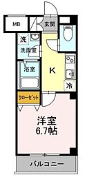 SUN RESIDENCE 3階1Kの間取り