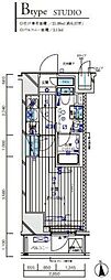 メインステージ八王子TokyoWest 1Kの間取図画像