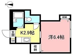 リトルウッズ 1Kの間取図画像