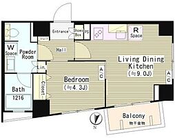 ソラーニ目黒不動前 2階1LDKの間取り
