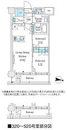 ジェイグランコート品川西大井ウエスト 5階2LDKの間取り