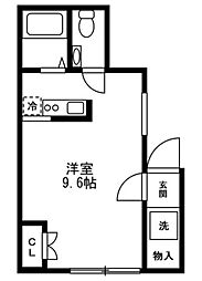 コンフォルト井萩 ワンルームの間取図画像