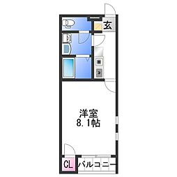 クレイノ浜御殿 2階1Kの間取り