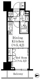 ルフォンプログレ文京湯島 1DKの間取図画像