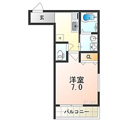 JR大阪環状線 桃谷駅 徒歩7分の賃貸アパート 3階1Kの間取り