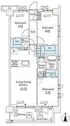 アヴァンカーサ町屋 3階3LDKの間取り