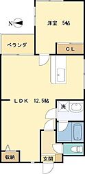 メゾン・エトワール 1LDKの間取図画像