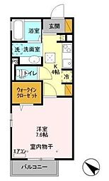 サンモールおおたかの森 1階1Kの間取り