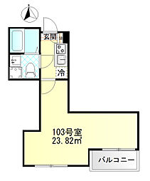 M-SQUARE 1Kの間取図画像