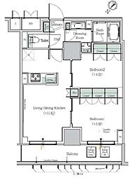 ワンルーフレジデンス西日暮里 2LDKの間取図画像