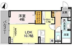 アザレアC 1LDKの間取図画像