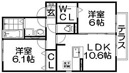 グリーンバレー香里ヶ丘 3LDKの間取図画像