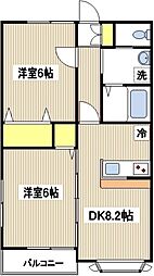 プランドール 2階2DKの間取り