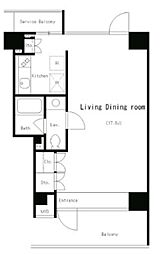 パークアクシス渋谷 6階ワンルームの間取り
