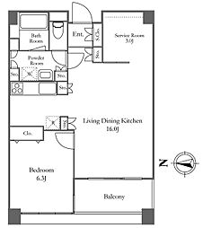 リバーシティ21イーストタワーズ2 33階1SLDKの間取り