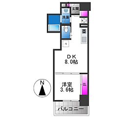 CLOVERRESIDENCEKUWAZU 1DKの間取図画像