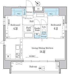 デュオメゾン文京白山 10階2LDKの間取り