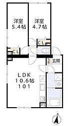 グラシア・ベイ大森 1階2LDKの間取り