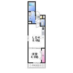 ロジェ泉佐野 1LDKの間取図画像