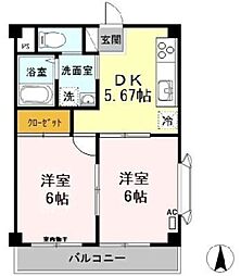 サンエイトマンション 1階2DKの間取り