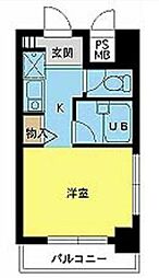 スカイコート早稲田第2 2階ワンルームの間取り