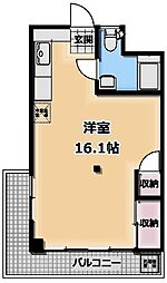 中野島ダイヤビル 4階ワンルームの間取り