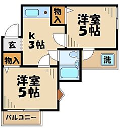 アステール2 3階2Kの間取り