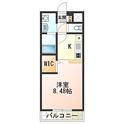 アンプルール光明池 ワンルームの間取図画像