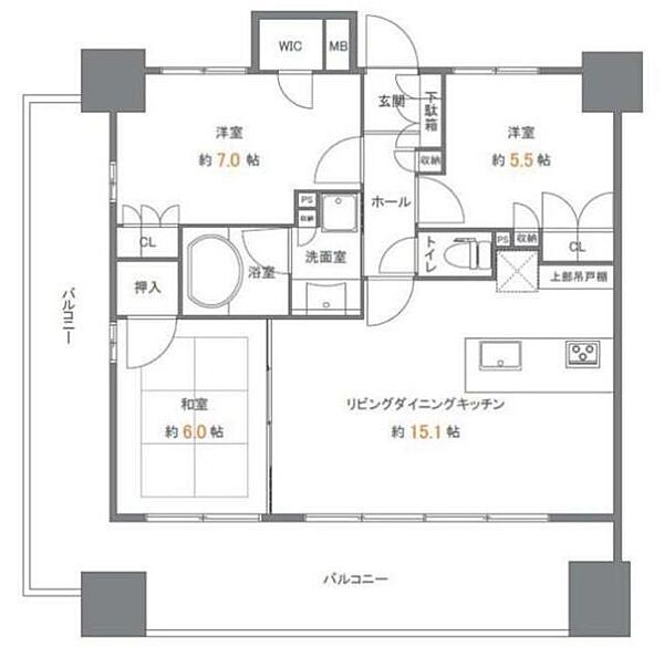 リストレジデンス南林間 ｜神奈川県大和市南林間１丁目(賃貸マンション3LDK・8階・70.22㎡)の写真 その2