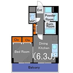 クレッセント中目黒 7階1DKの間取り