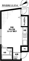 ホワイトシェル馬込 ワンルームの間取図画像