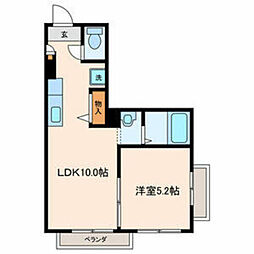 パークリバー平井 1LDKの間取図画像