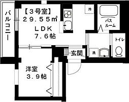 コトブキワン 1LDKの間取図画像