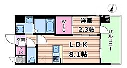 セレニテ十三ミラク 9階1LDKの間取り