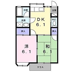 ひかりハイツ 2DKの間取図画像