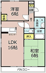 サモワール・ド・新田 2LDKの間取図画像