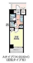 グランダジュール八丁堀 4階1Kの間取り