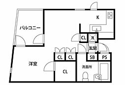 FLEX7 2階ワンルームの間取り