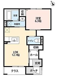 Live Garden II 1階1LDKの間取り