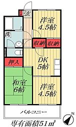 コスモビル 3DKの間取図画像