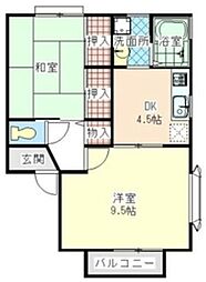 ヴィライワサキ 2階2DKの間取り