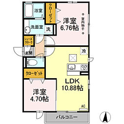 アンジェリカ 2LDKの間取図画像